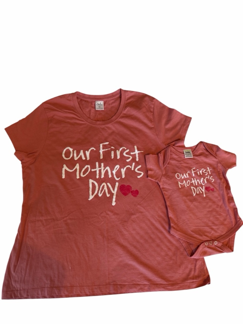 Women's & Baby Matching 'Our First Mother's Day' Pink Tee Set both mom XXL 3-6mo